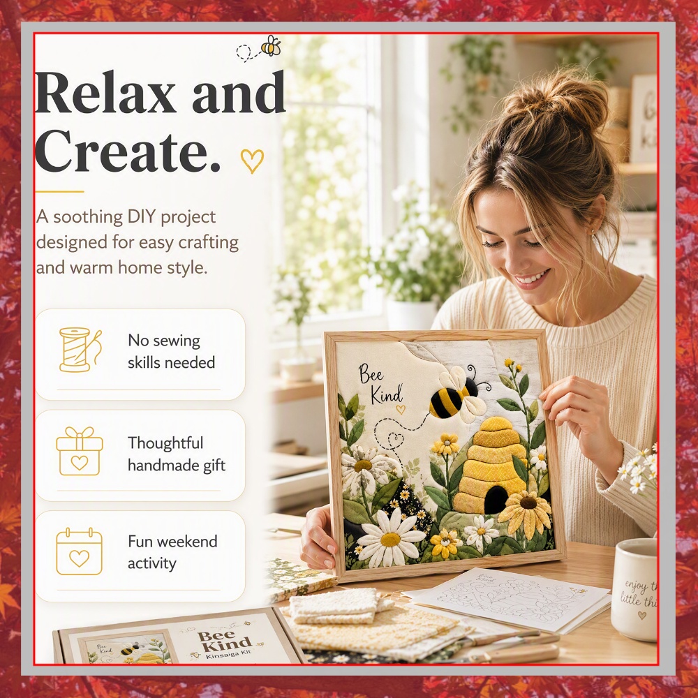 Art Craft Kit - Bee Honeycomb Punch Needle DIY Craft