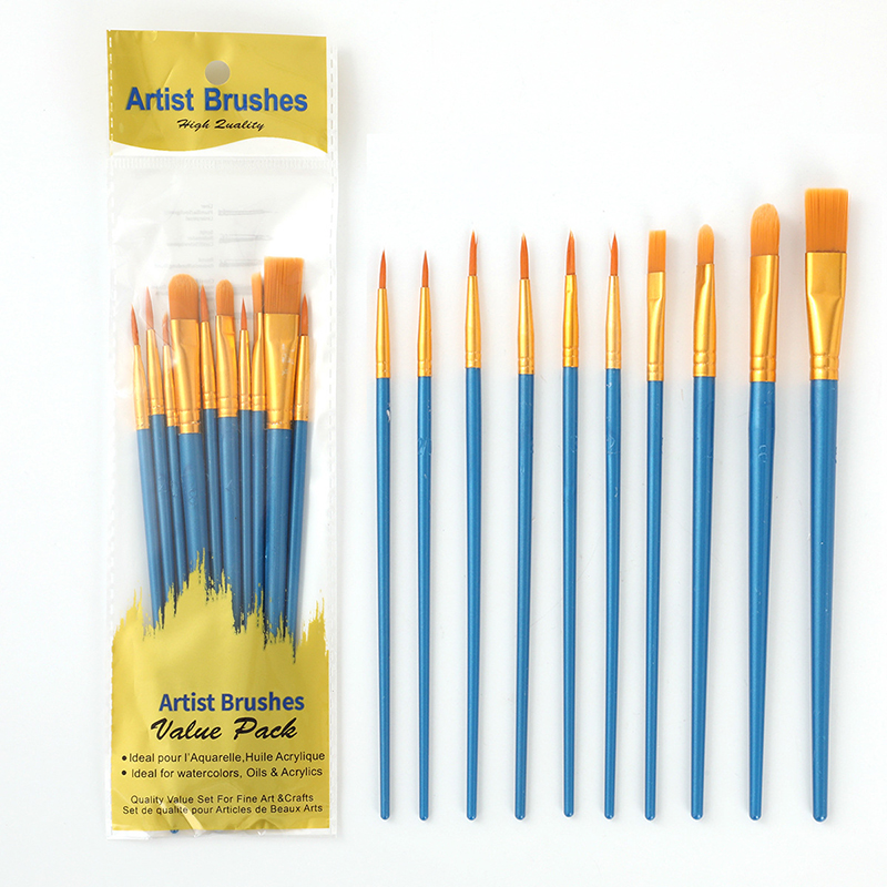 Gouache Paint Set - 10Pcs Pearlescent Plastic Rod Oil Brush