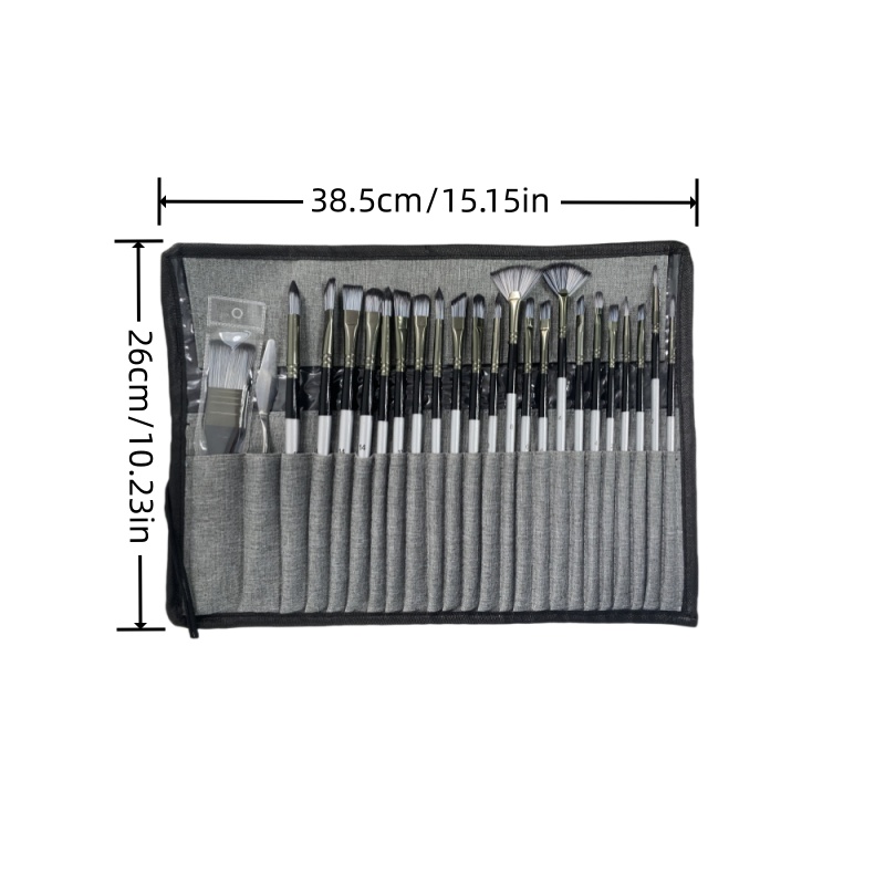 24 Nylon Brush Set Silver Gray - Gouache Paint Set 评论和价格
