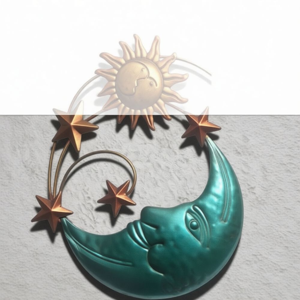 Handmade Iron Metal Moon Face  - Art And Craft For Nursery 评论和价格